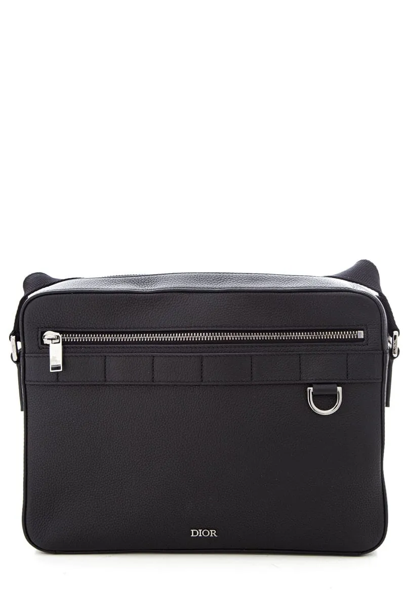Dior Black Leather Safari Messenger Handbag