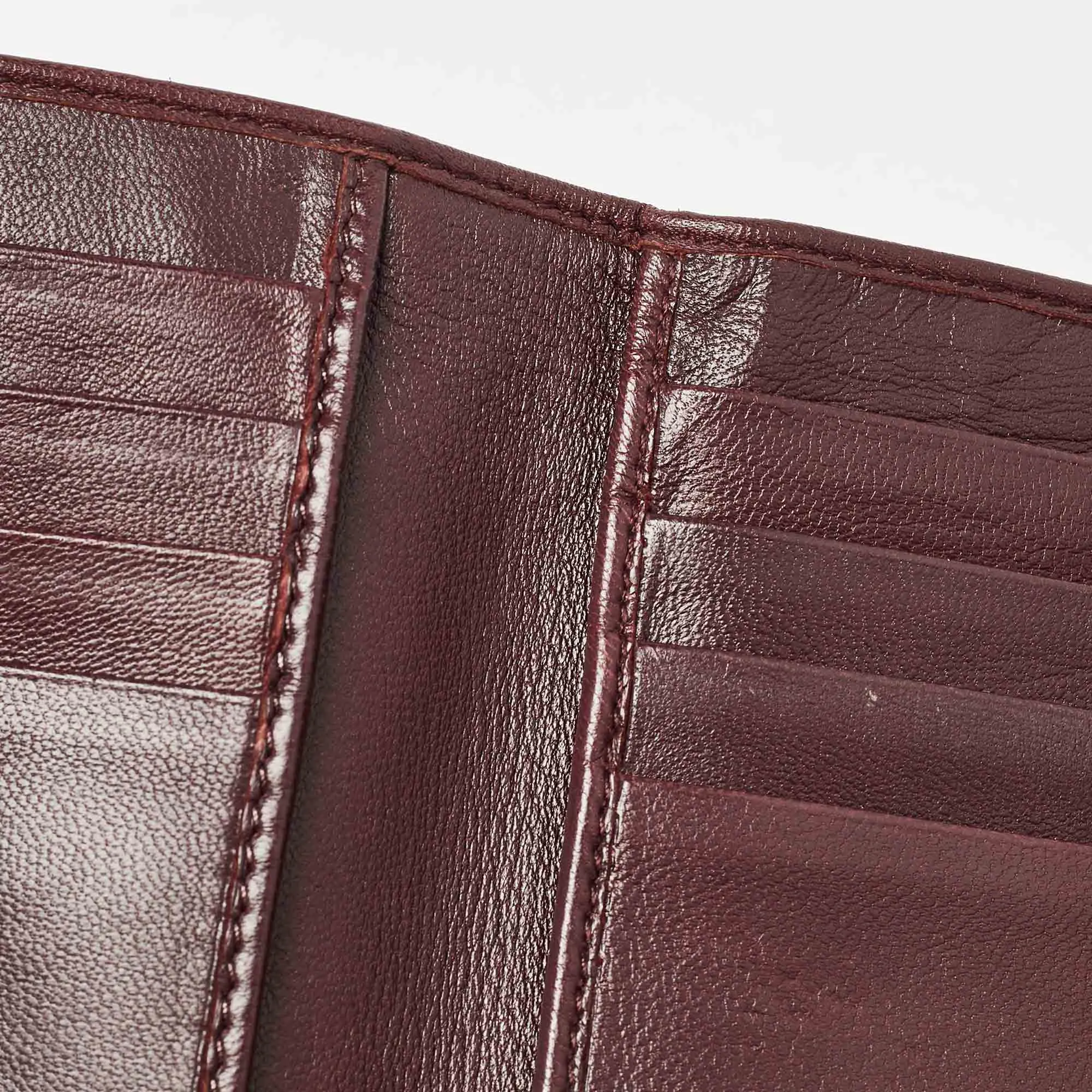 DIOR Burgundy Leather Studded ama Trifold Wallet