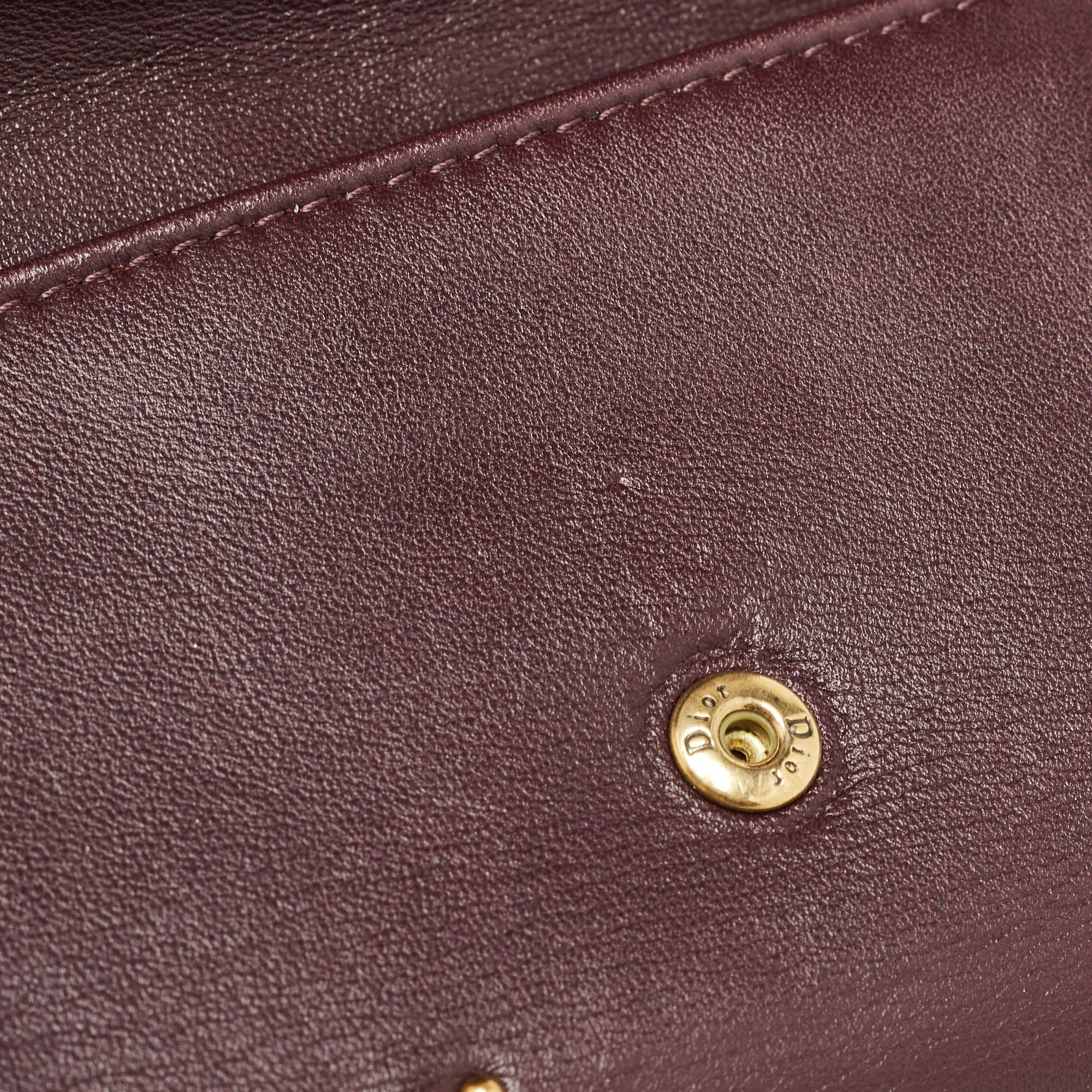 DIOR Burgundy Leather Studded ama Trifold Wallet