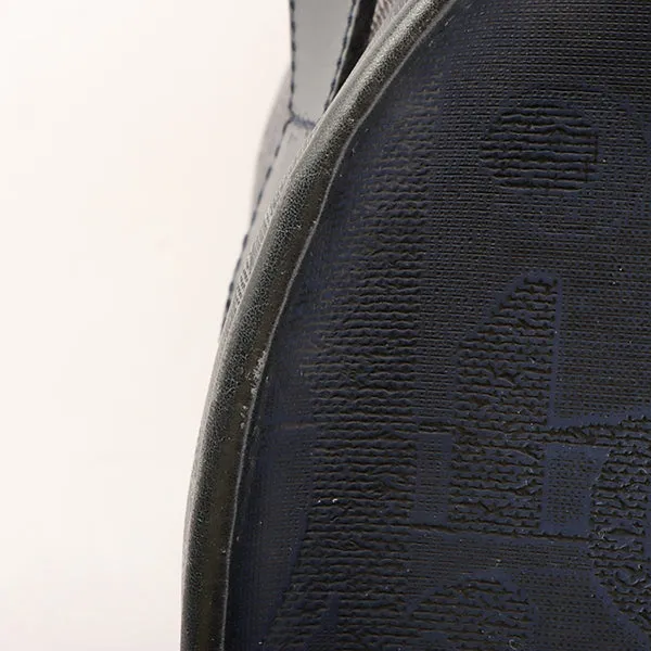 DIOR Logo Pattern Oval Logo Plate Boston Bag Navy