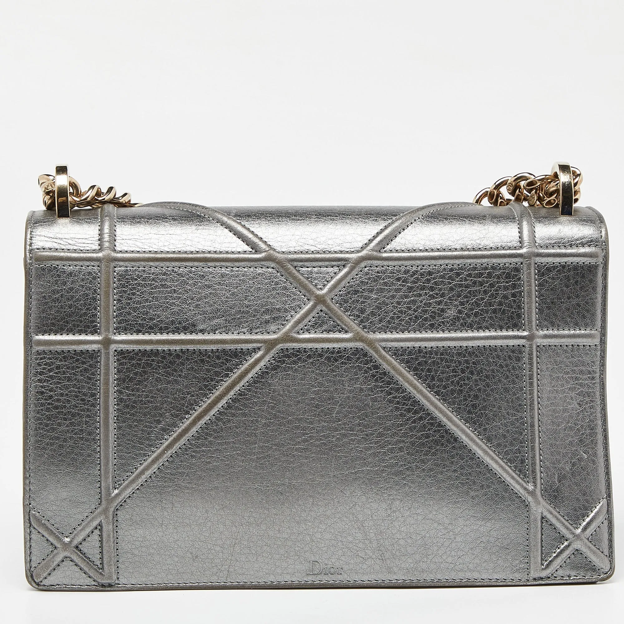 DIOR Metallic Leather Medium ama Flap Shoulder Bag