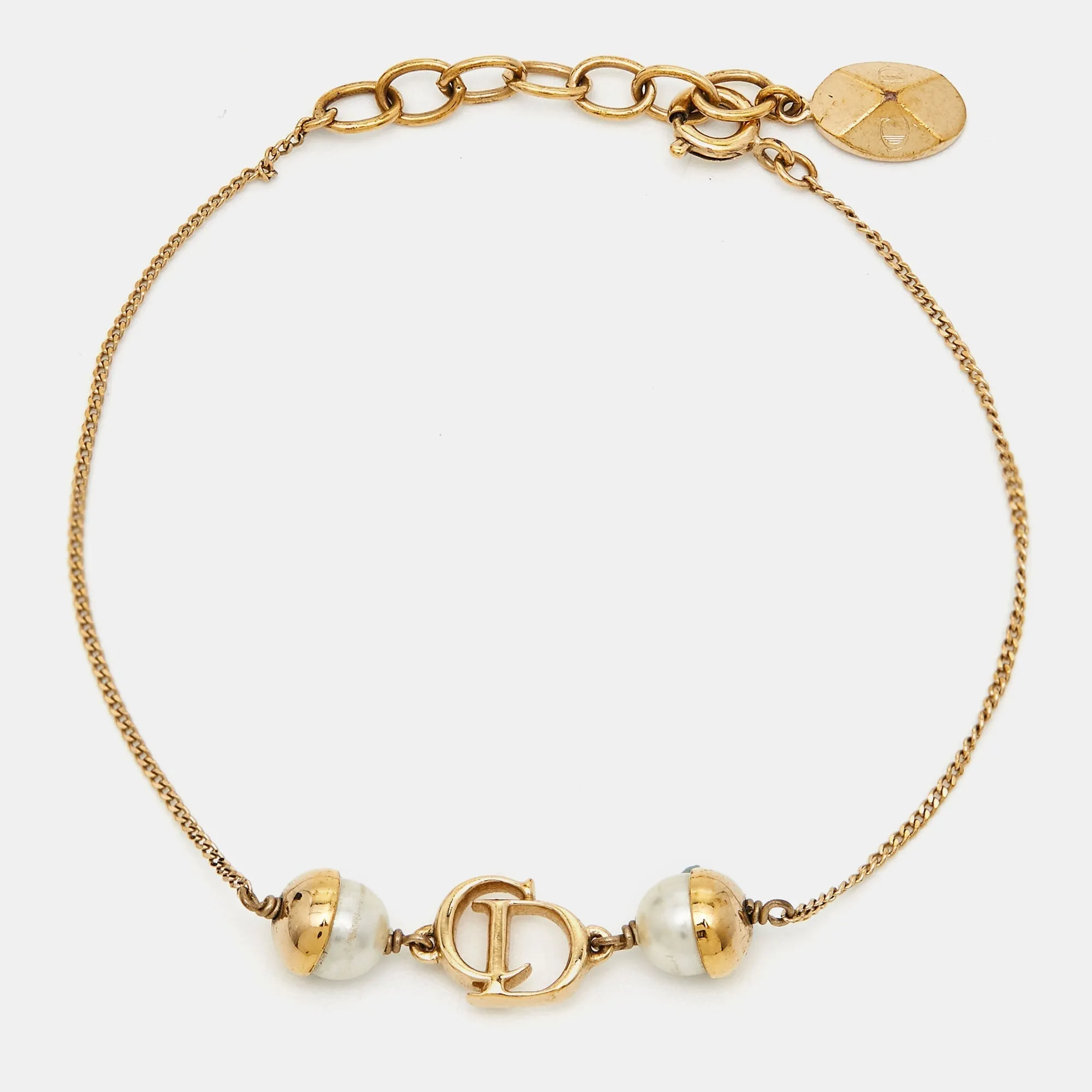 DIOR Mise en  Faux Pearl Gold Tone Bracelet