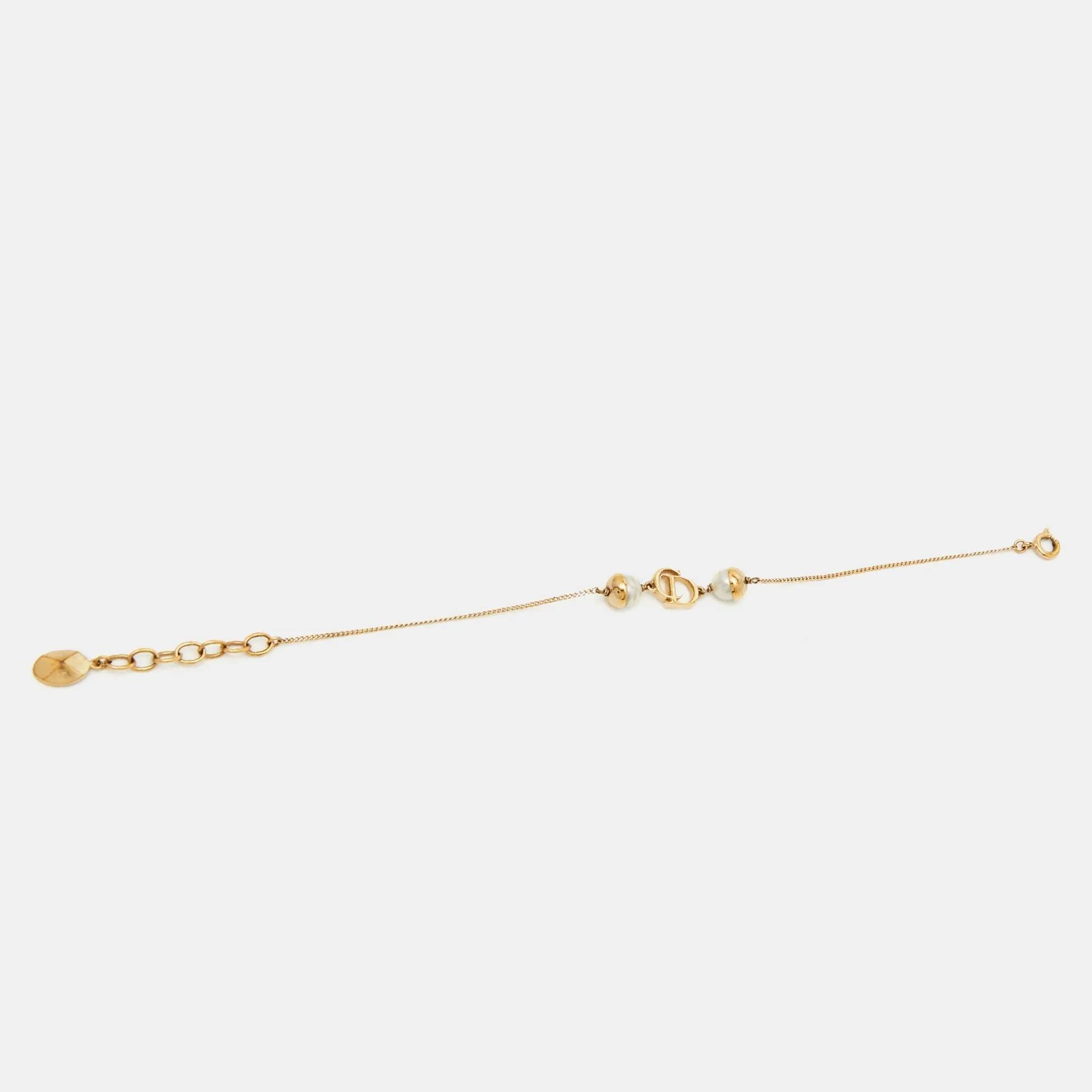 DIOR Mise en  Faux Pearl Gold Tone Bracelet
