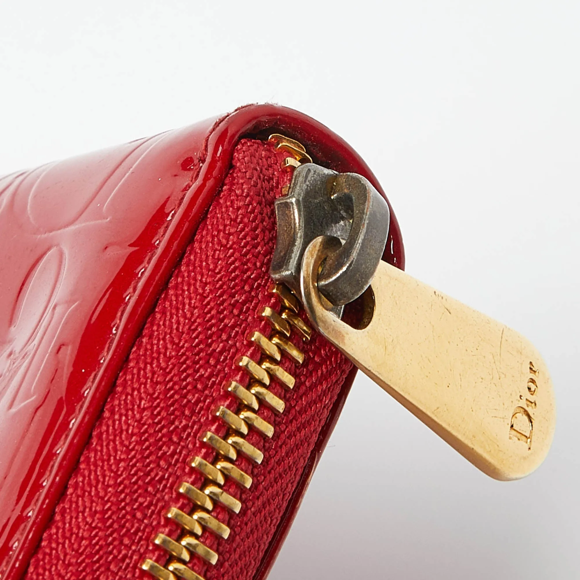 DIOR Red Patent Leather Ultimate Zip Around Wallet