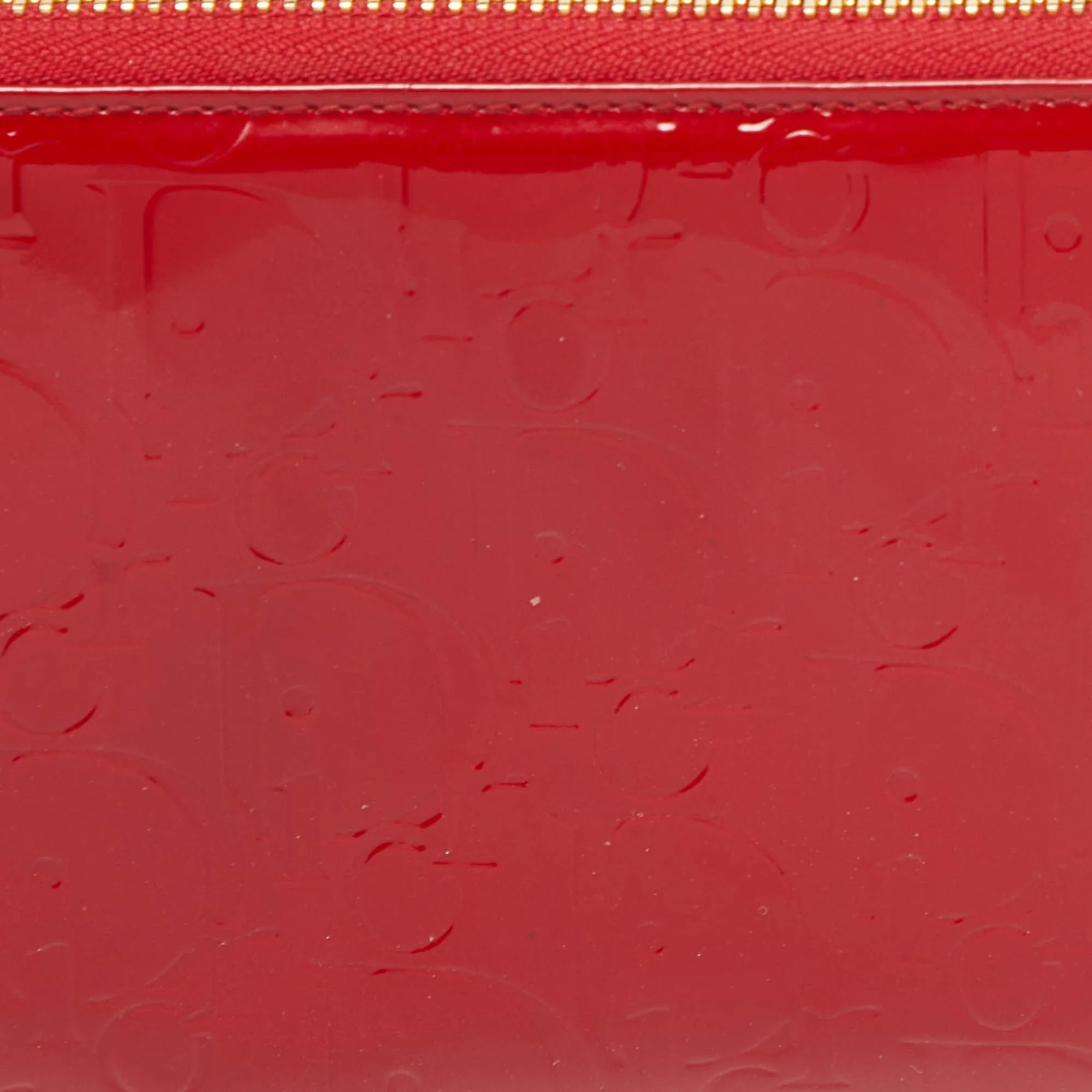 DIOR Red Patent Leather Ultimate Zip Around Wallet