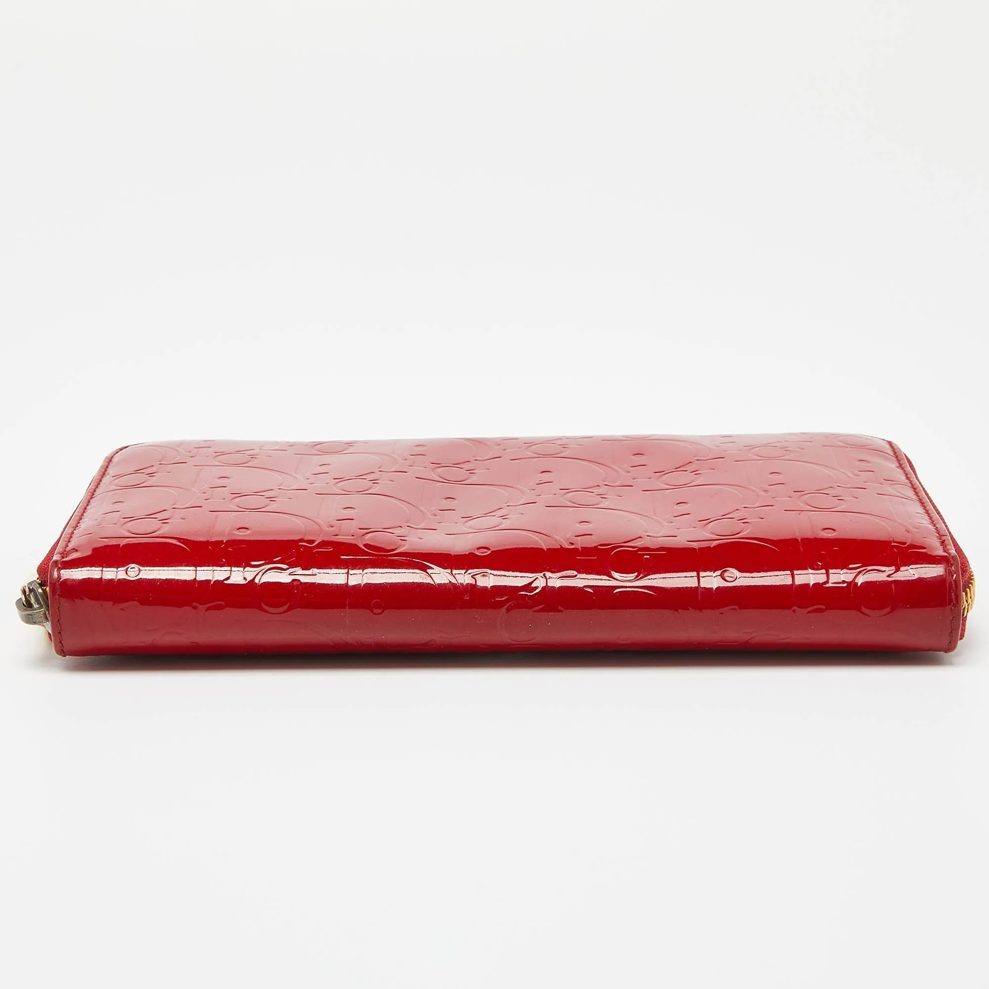 DIOR Red Patent Leather Ultimate Zip Around Wallet