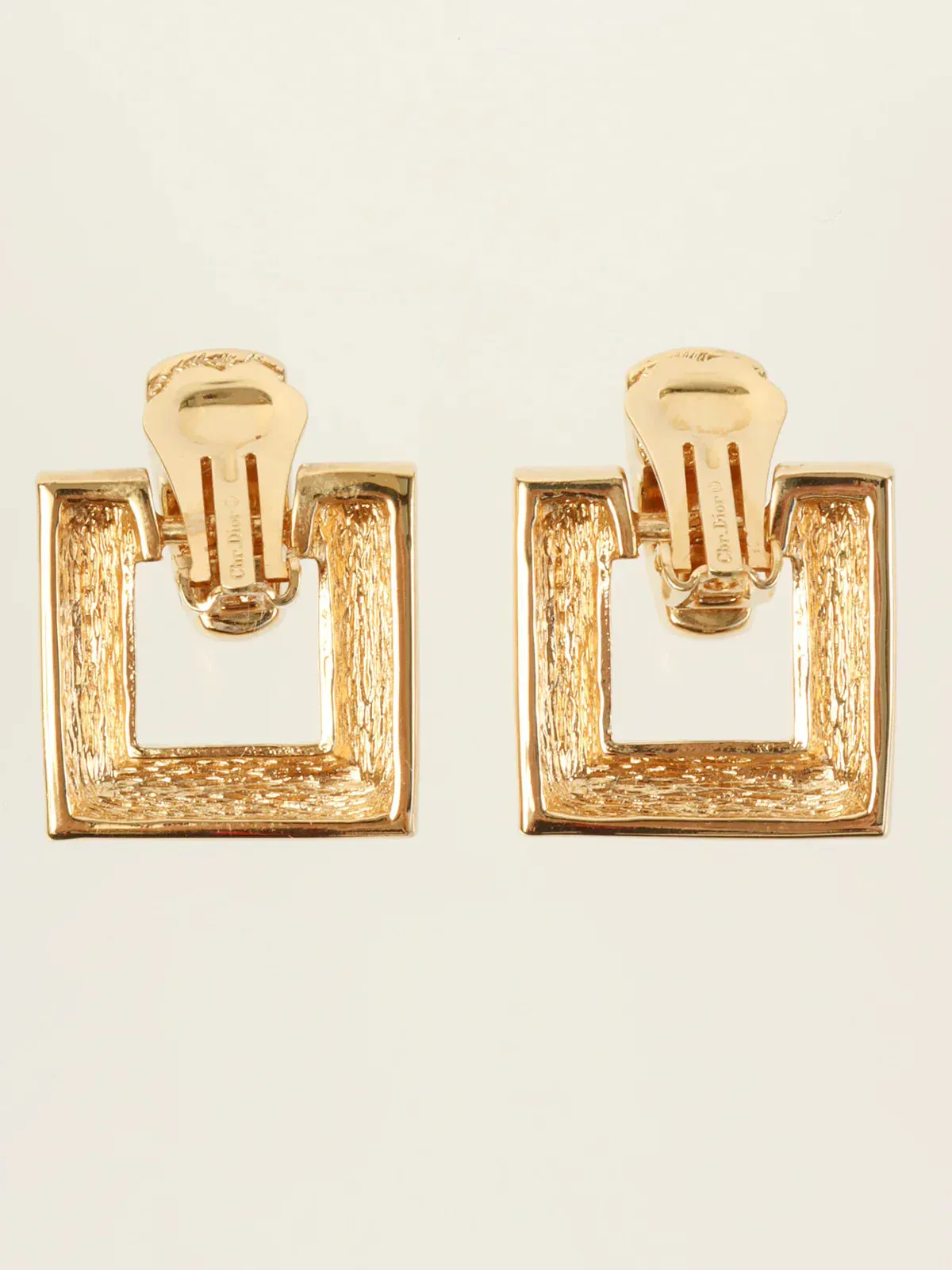 DIOR Square Logo Design Earring Sets Gold/Black/Rhinestone