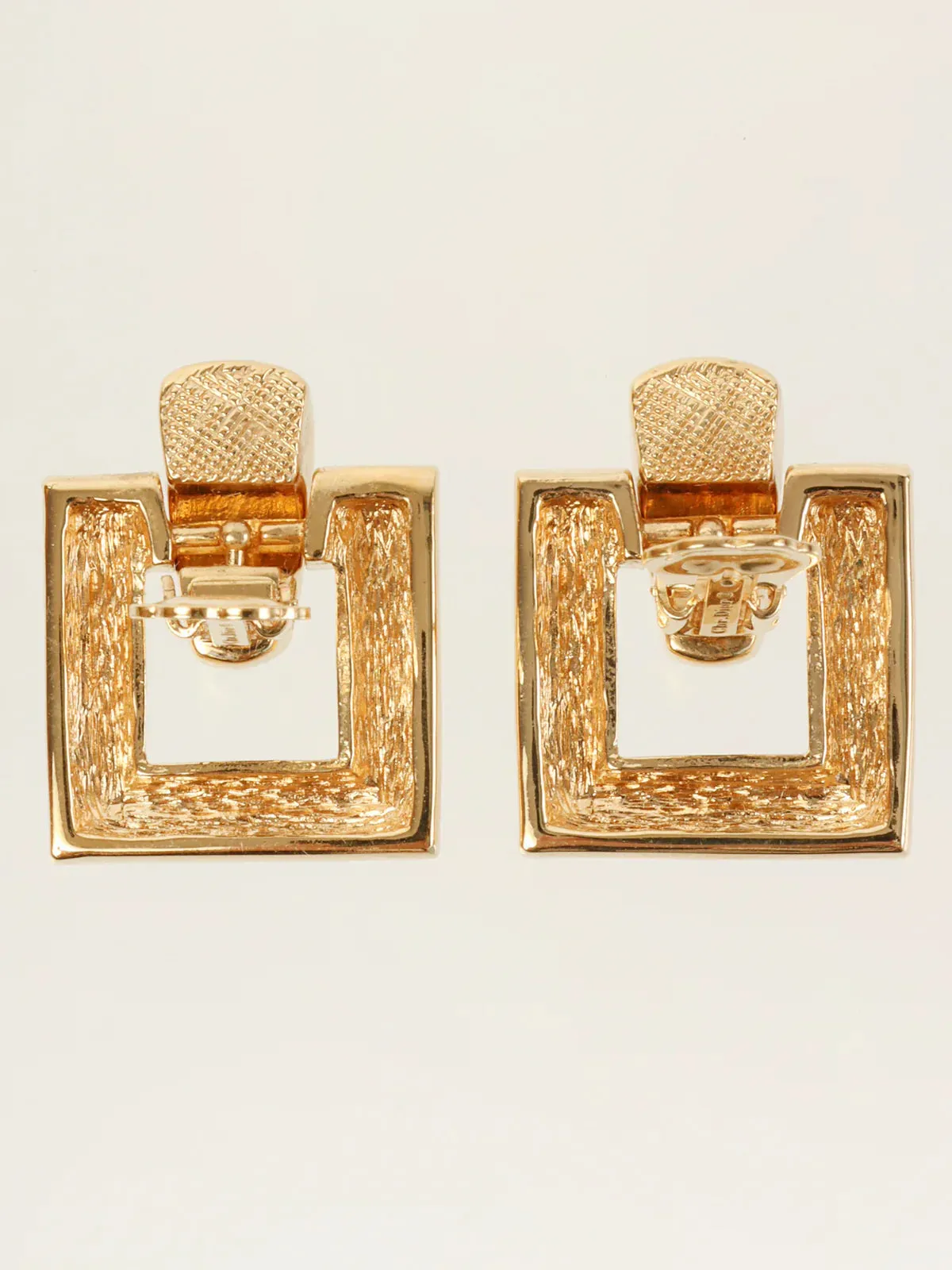 DIOR Square Logo Design Earring Sets Gold/Black/Rhinestone