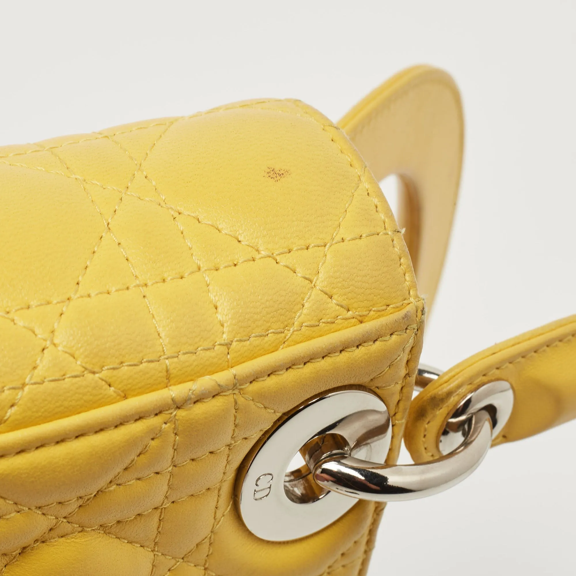 DIOR Yellow Cannage Leather Mini Chain Lady  Tote