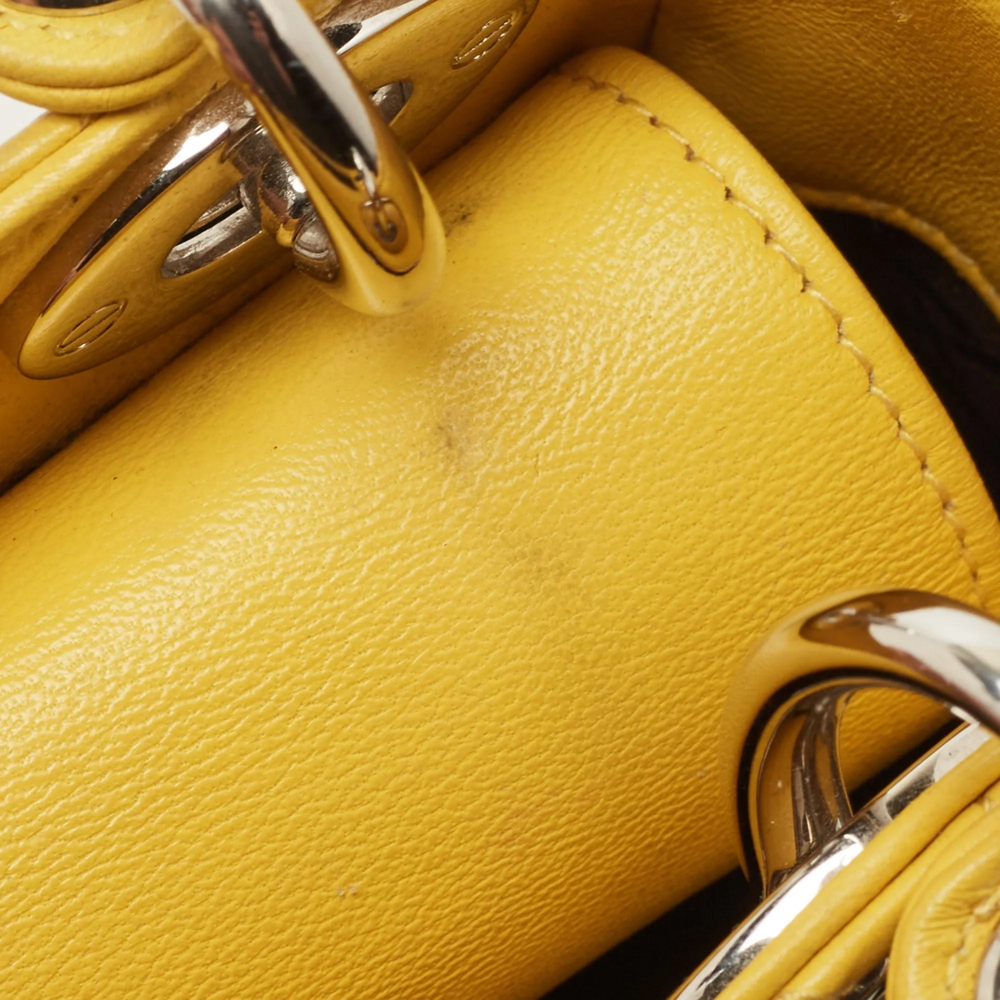 DIOR Yellow Cannage Leather Mini Chain Lady  Tote