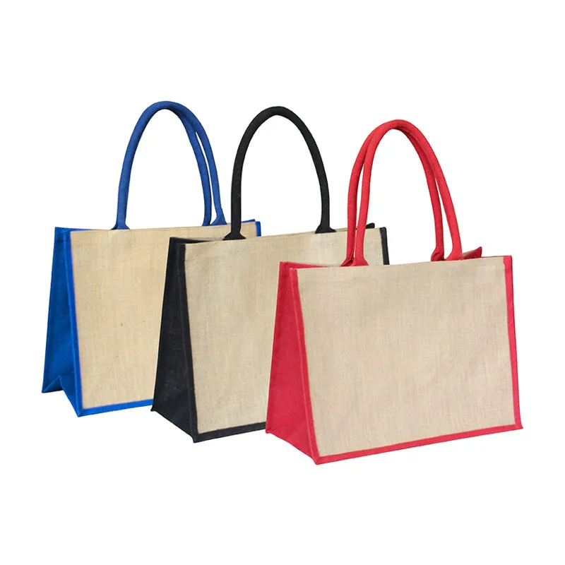 Ecobags Jute Reusable Shopping Bag - Natural with Black Gusset