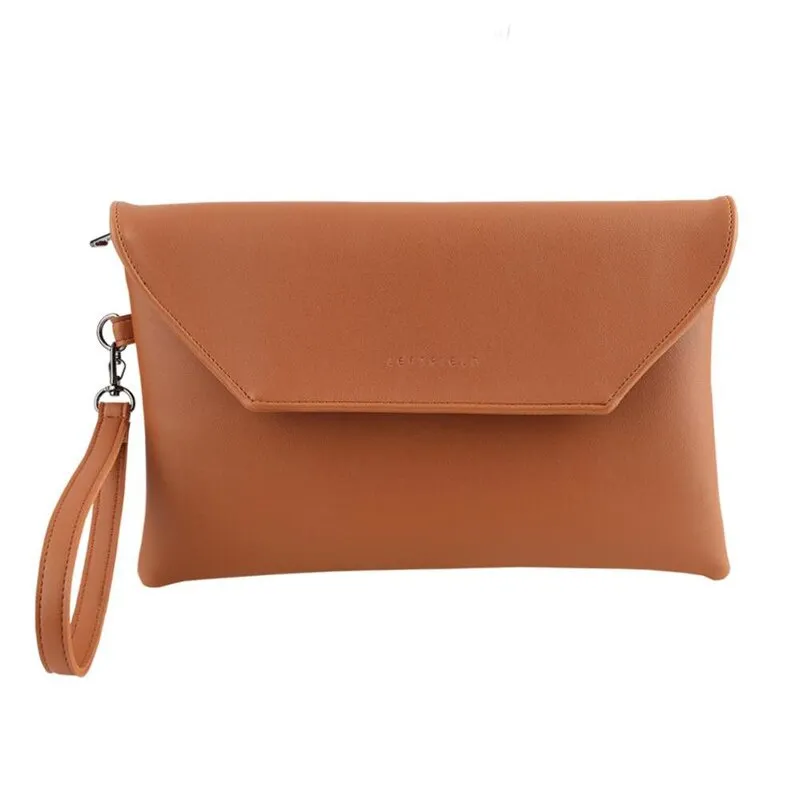 Fashion women Clutches PU leather Women's clutch and purse  envelope bag Wristlets Ladies Handbags bolsa feminina brown wallet