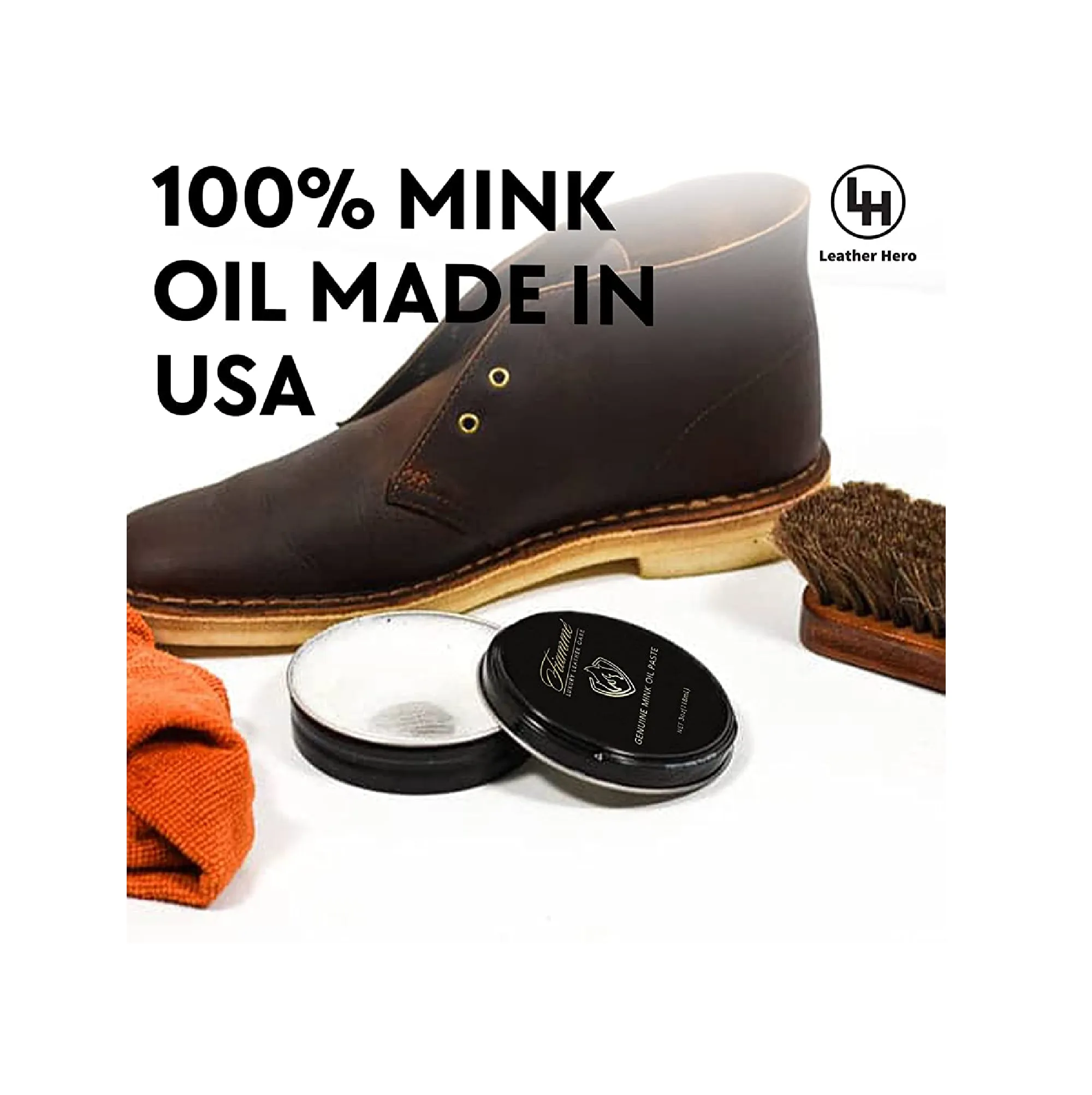 Genuine Mink Oil Paste - Shoe & Boot Leather Conditioner Cleaner Protector -100ml 4.16oz