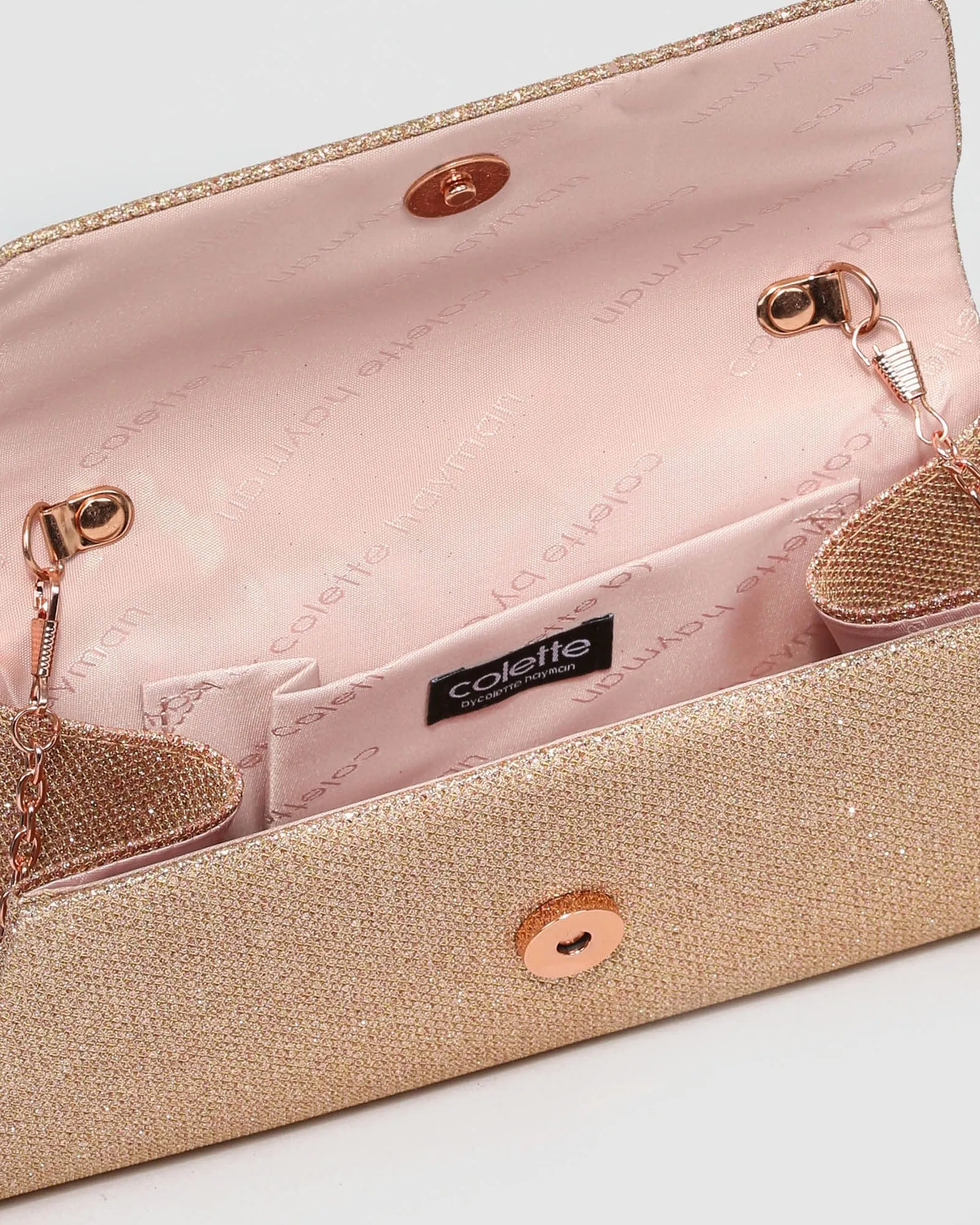Leaha Evening Rose Gold Clutch Bag