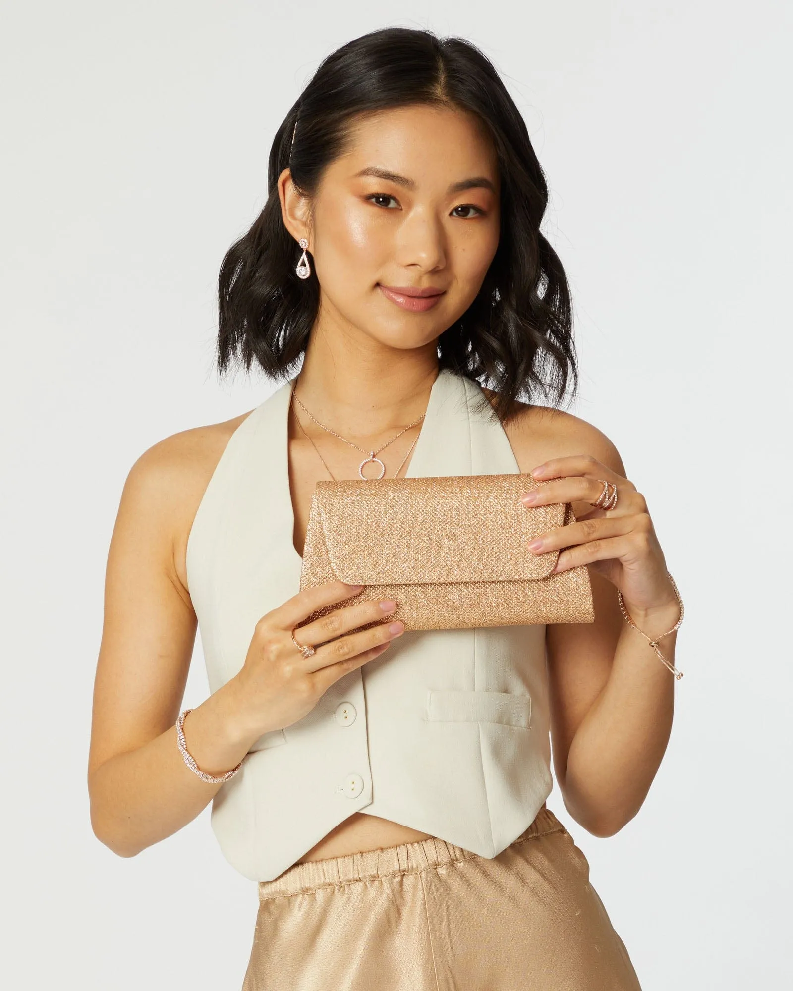 Leaha Evening Rose Gold Clutch Bag