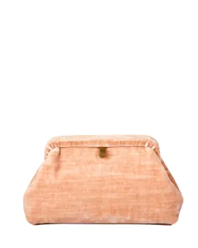 Liette Solid Velvet Clutch in Pale Pink