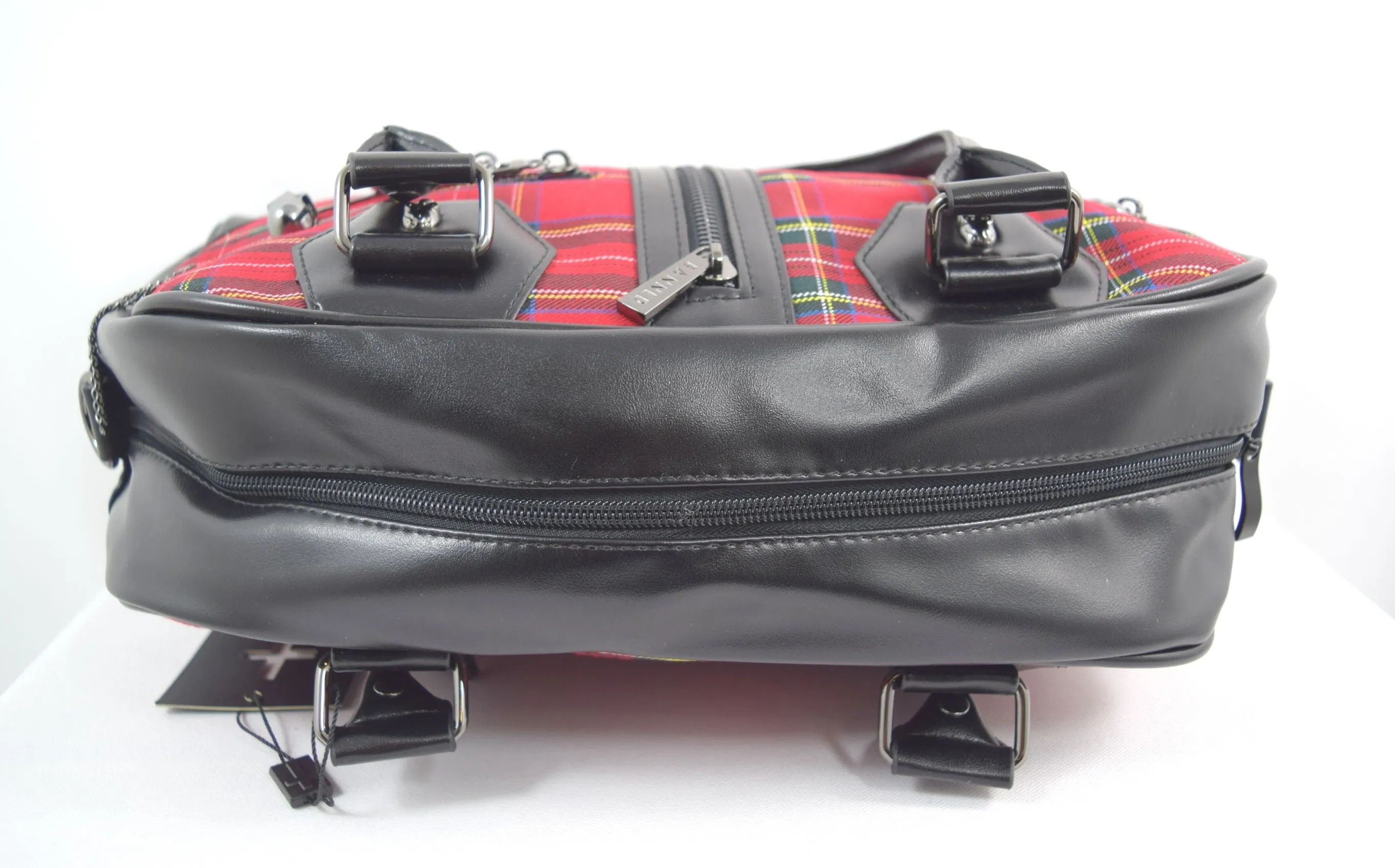 Lost Queen Punk Rock Red Tartan Plaid Bowler Bag