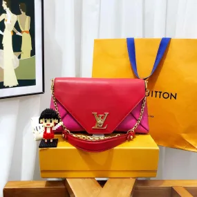 Louis Vuitton Red Pink Leather Messenger Bag Medium