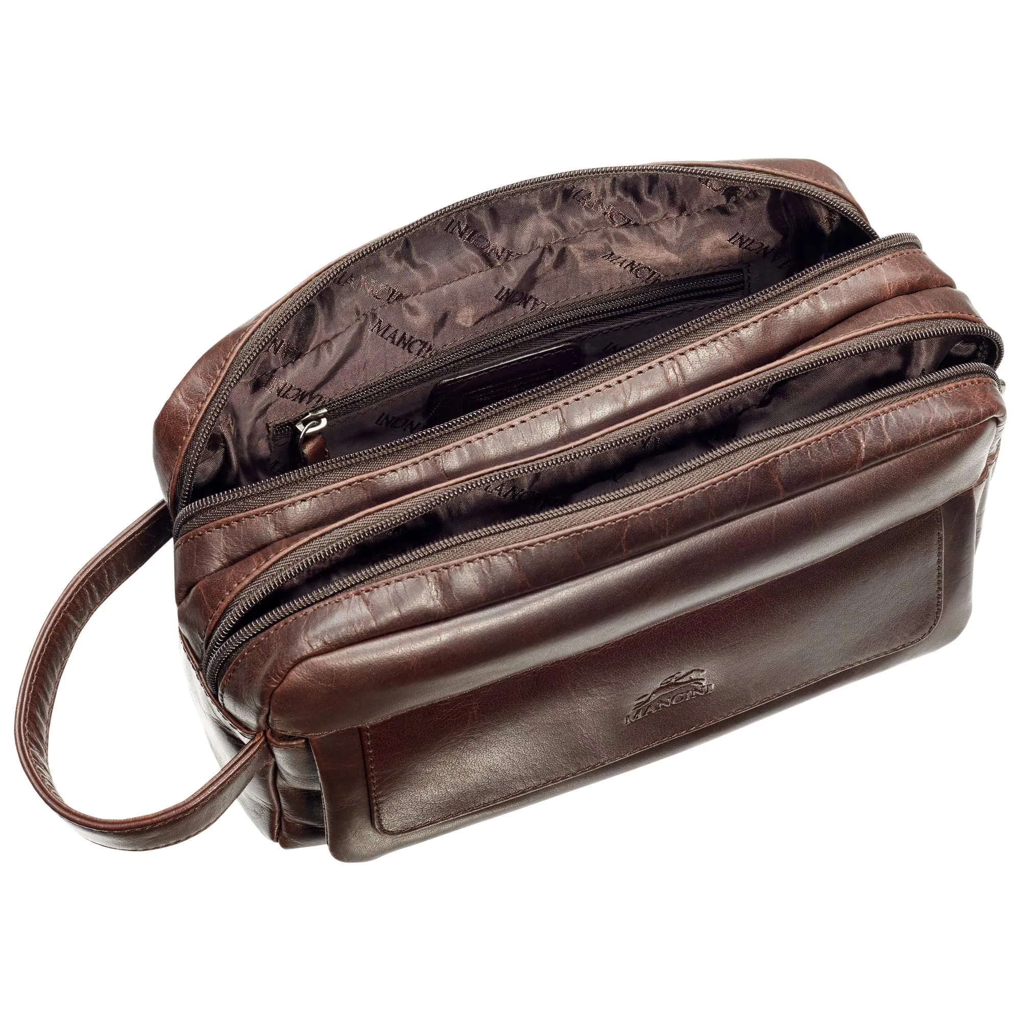 Mancini Double Compartment Top Zipper Toiletry Kit