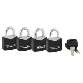 Master Lock 121Q Covered Solid Body Padlocks, 3/4", Brass, 4-Pack
