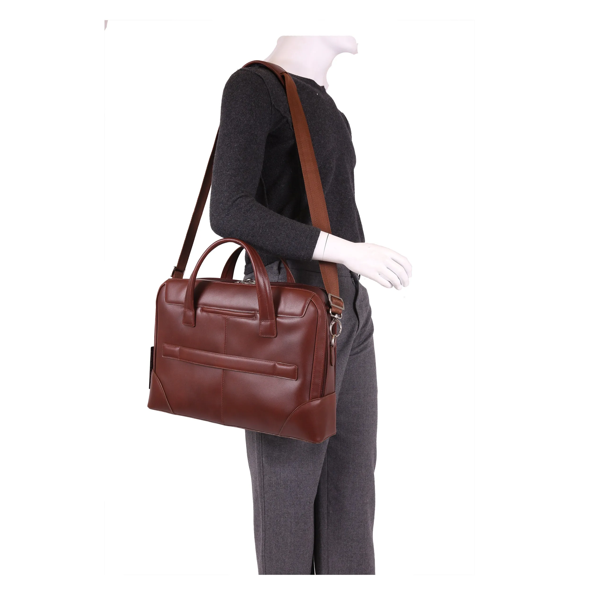 McKlein USA Harpswell 17" Leather Dual Compartment Laptop Briefcase Assorted Colors