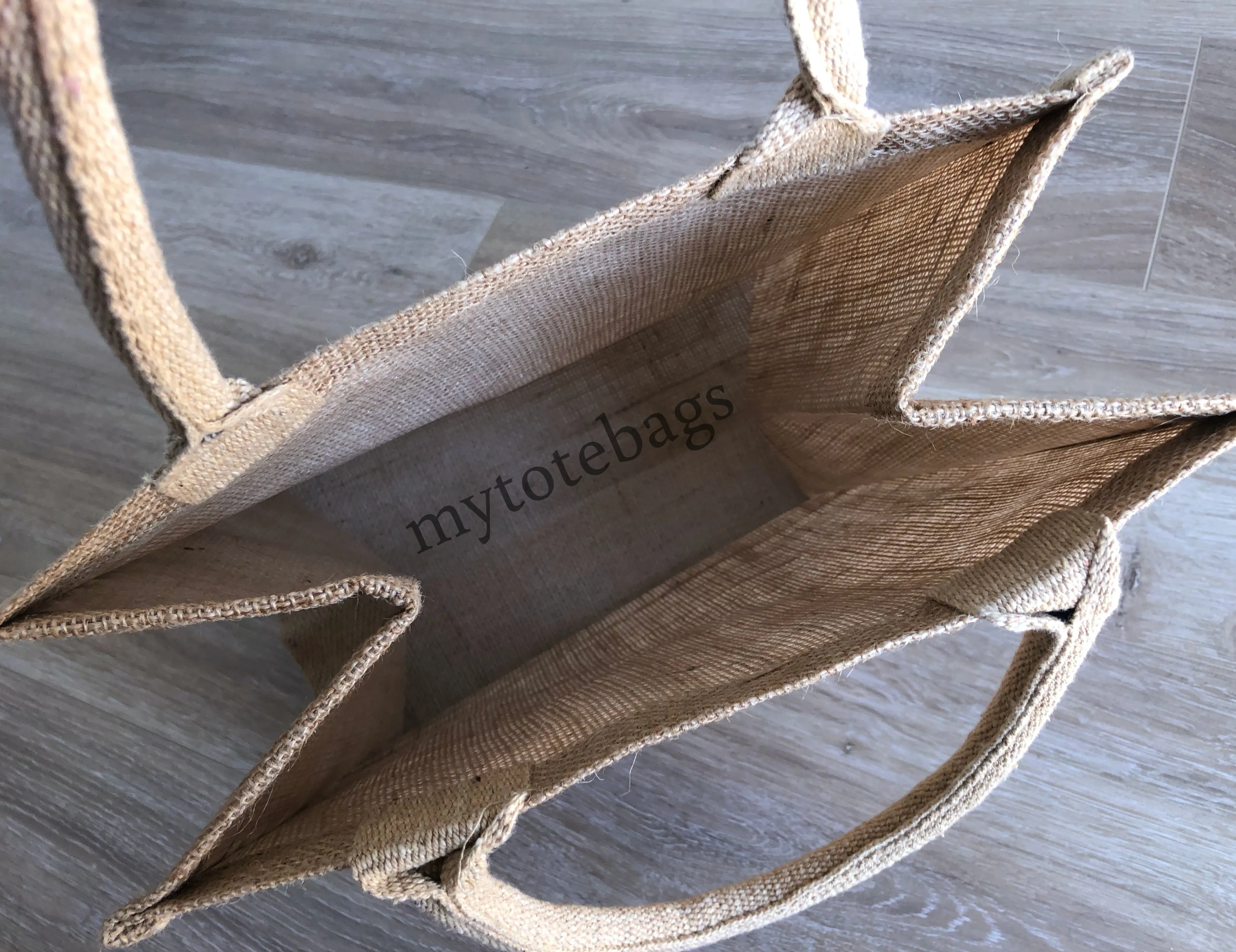 Medium Size Burlap Jute Tote Bags, Natural Totes with Handle