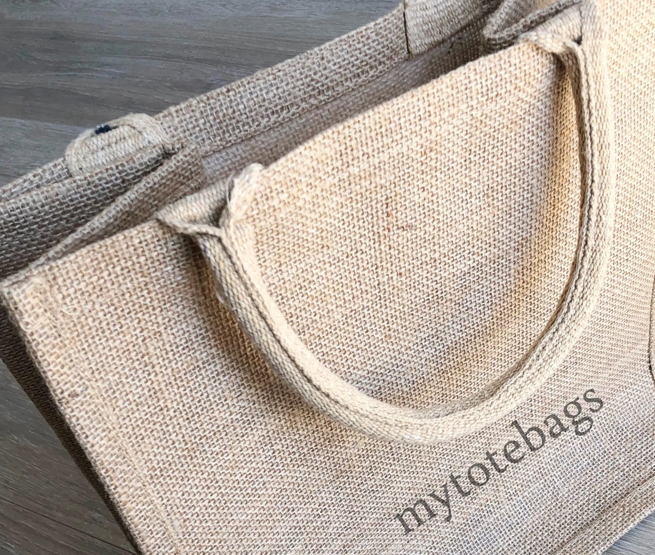 Medium Size Burlap Jute Tote Bags, Natural Totes with Handle