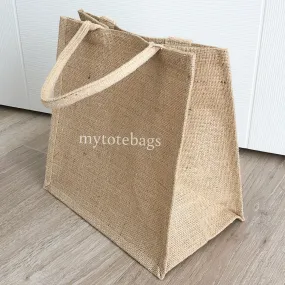 Medium Size Burlap Jute Tote Bags, Natural Totes with Handle