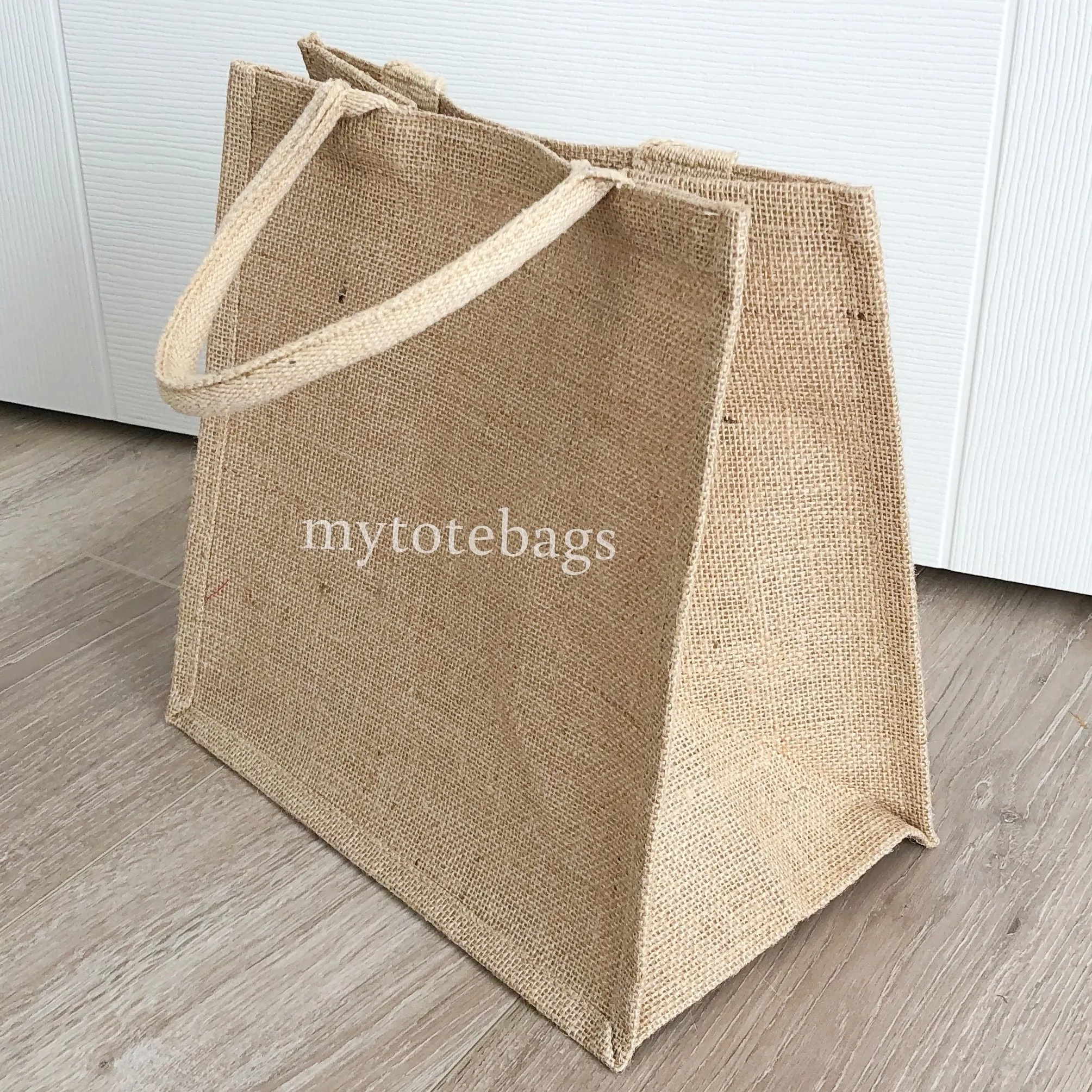 Medium Size Burlap Jute Tote Bags, Natural Totes with Handle