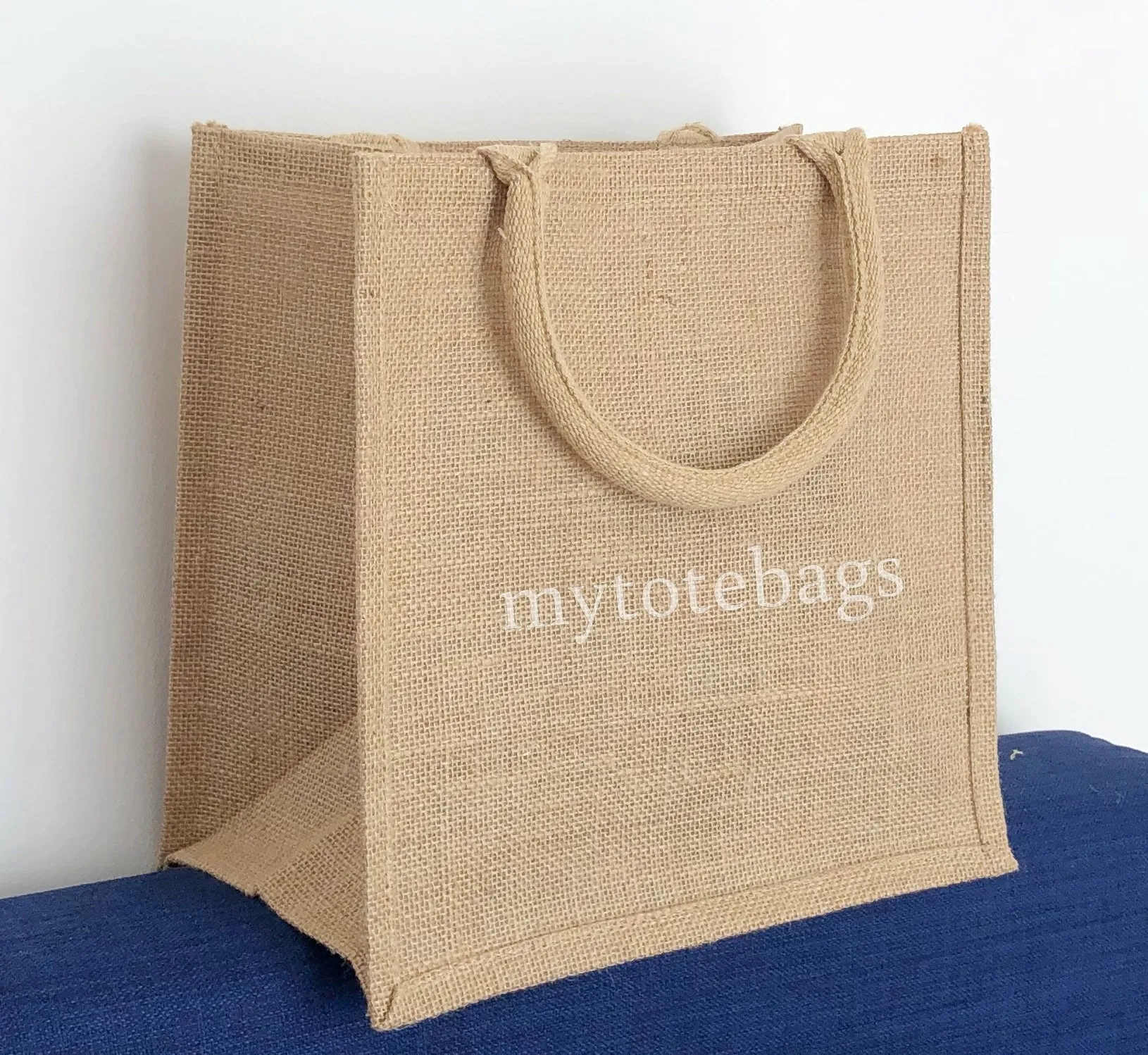 Medium Size Burlap Jute Tote Bags, Natural Totes with Handle