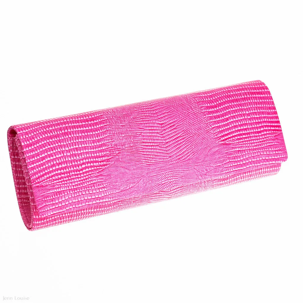 Mock Alligator Clutch (Pink)