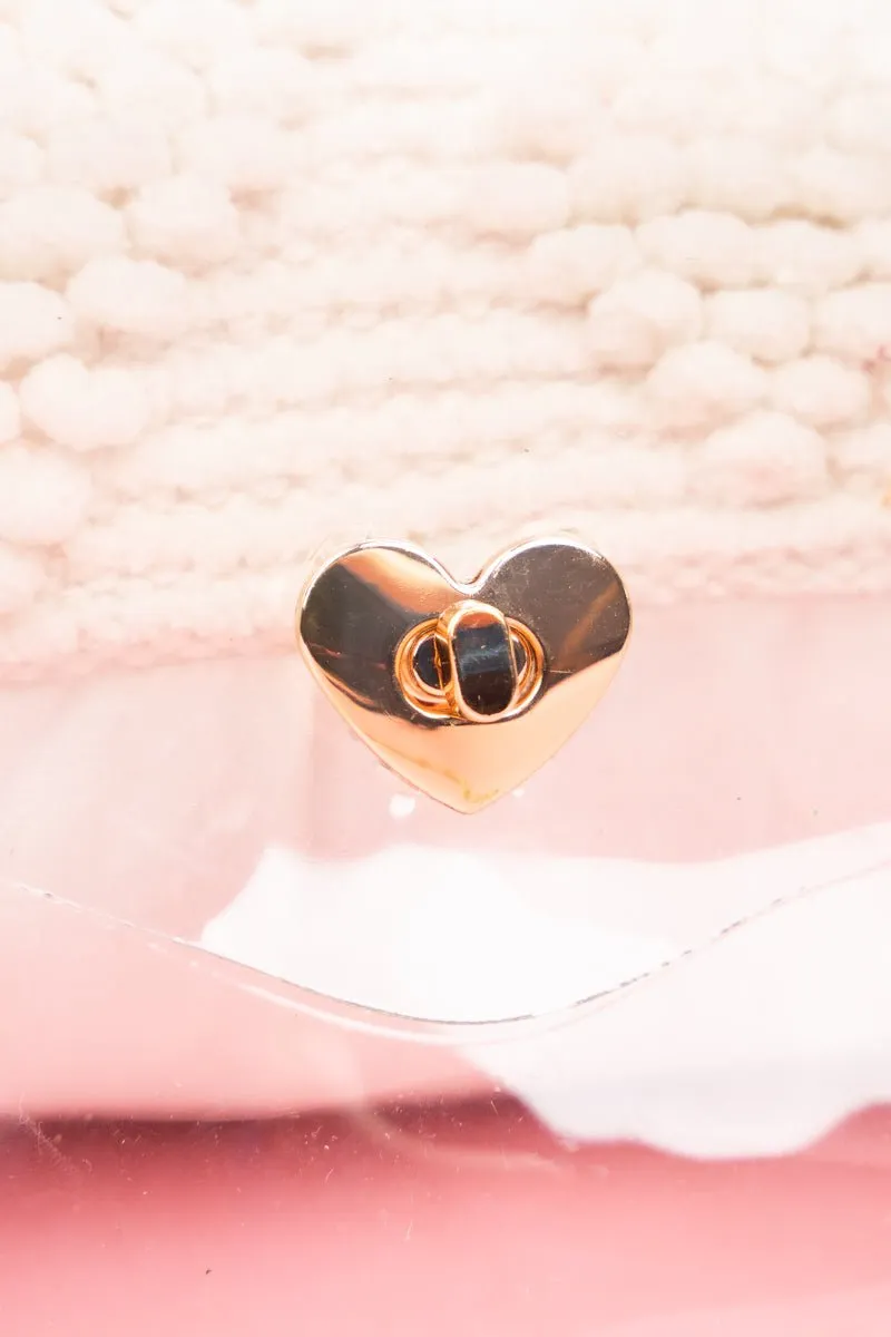 NGIL Heart Lock Clear Crossbody Bag