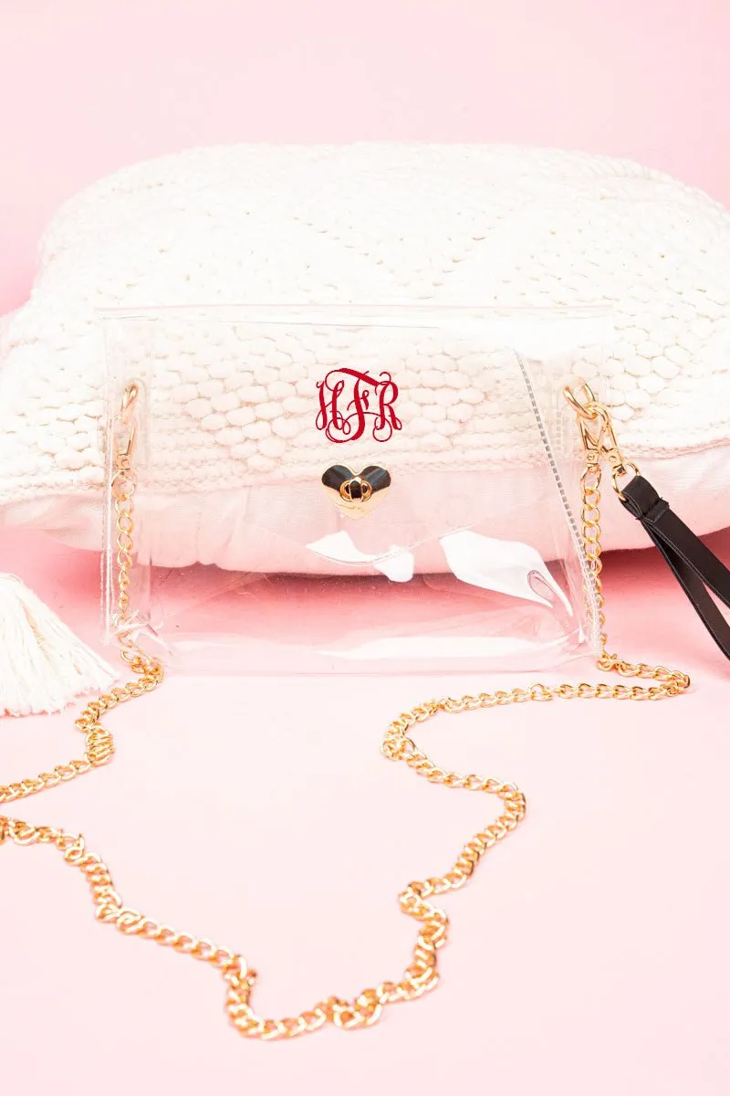 NGIL Heart Lock Clear Crossbody Bag