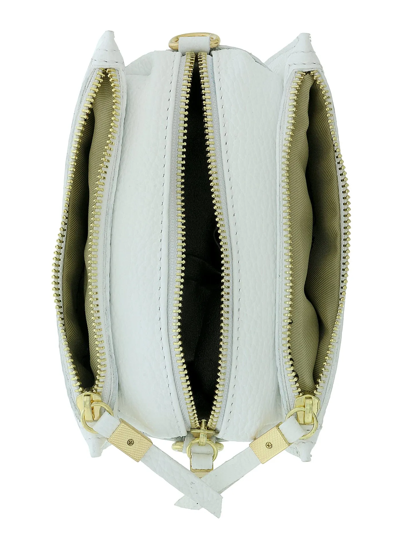 Pierre Cardin White Leather Small Structured Square Crossbody Bag