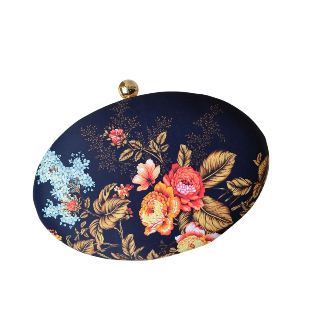 Printed Oval Box Clutch