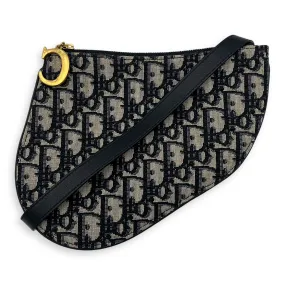 Saddle Crossbody Bag Blue in Jacquard, Gold hardware