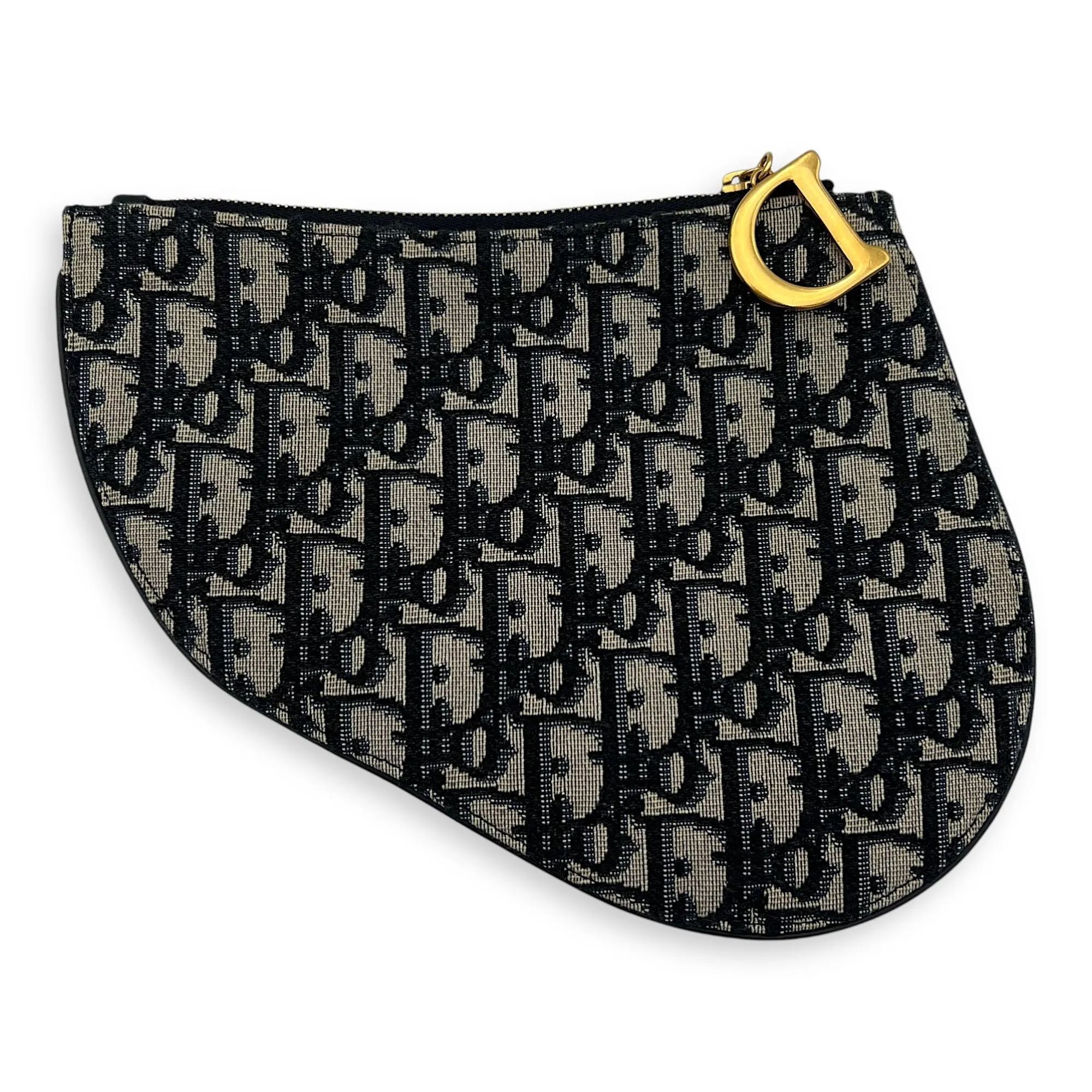 Saddle Crossbody Bag Blue in Jacquard, Gold hardware