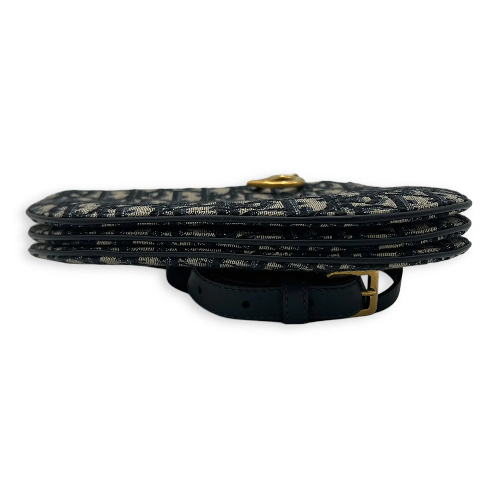 Saddle Crossbody Bag Blue in Jacquard, Gold hardware