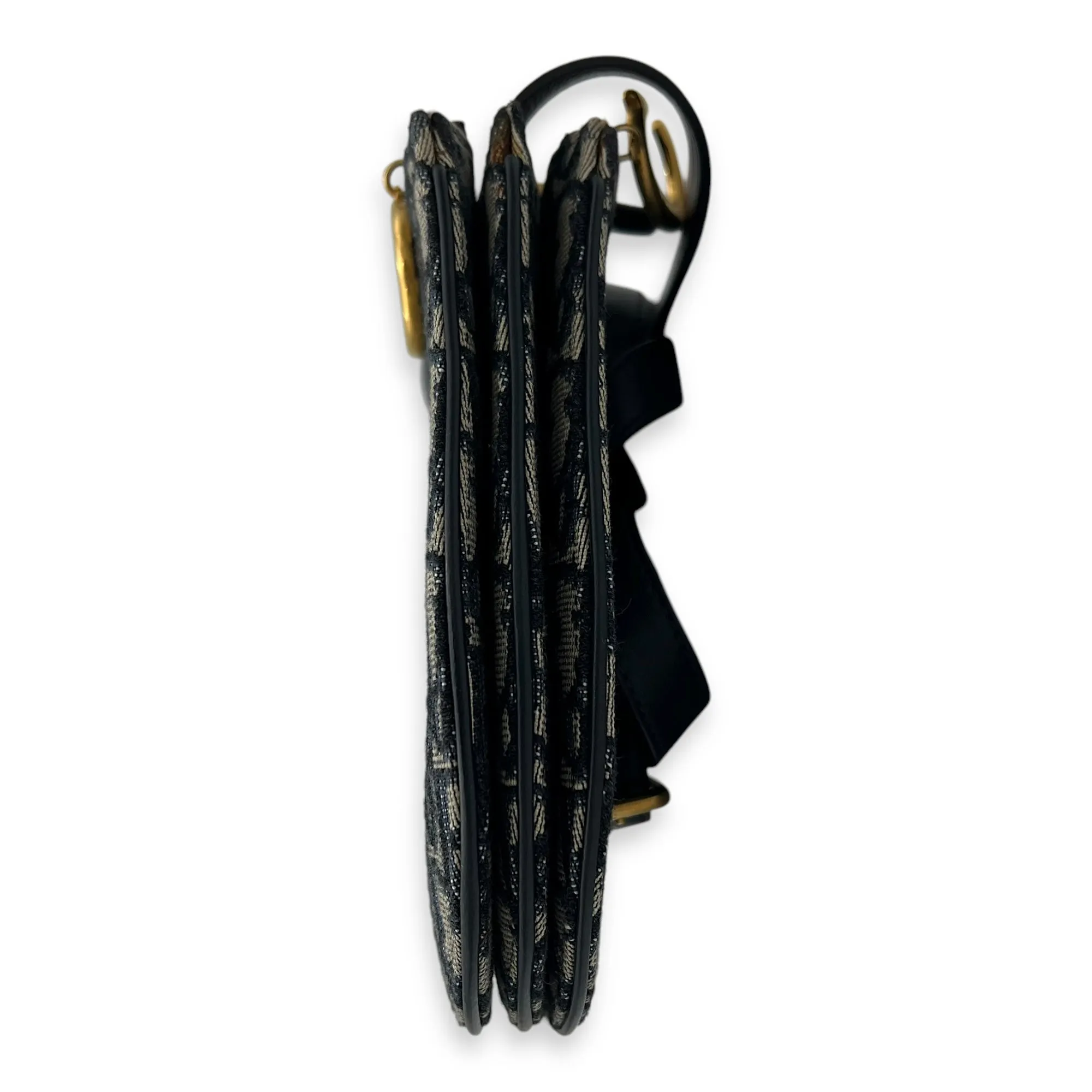 Saddle Crossbody Bag Blue in Jacquard, Gold hardware
