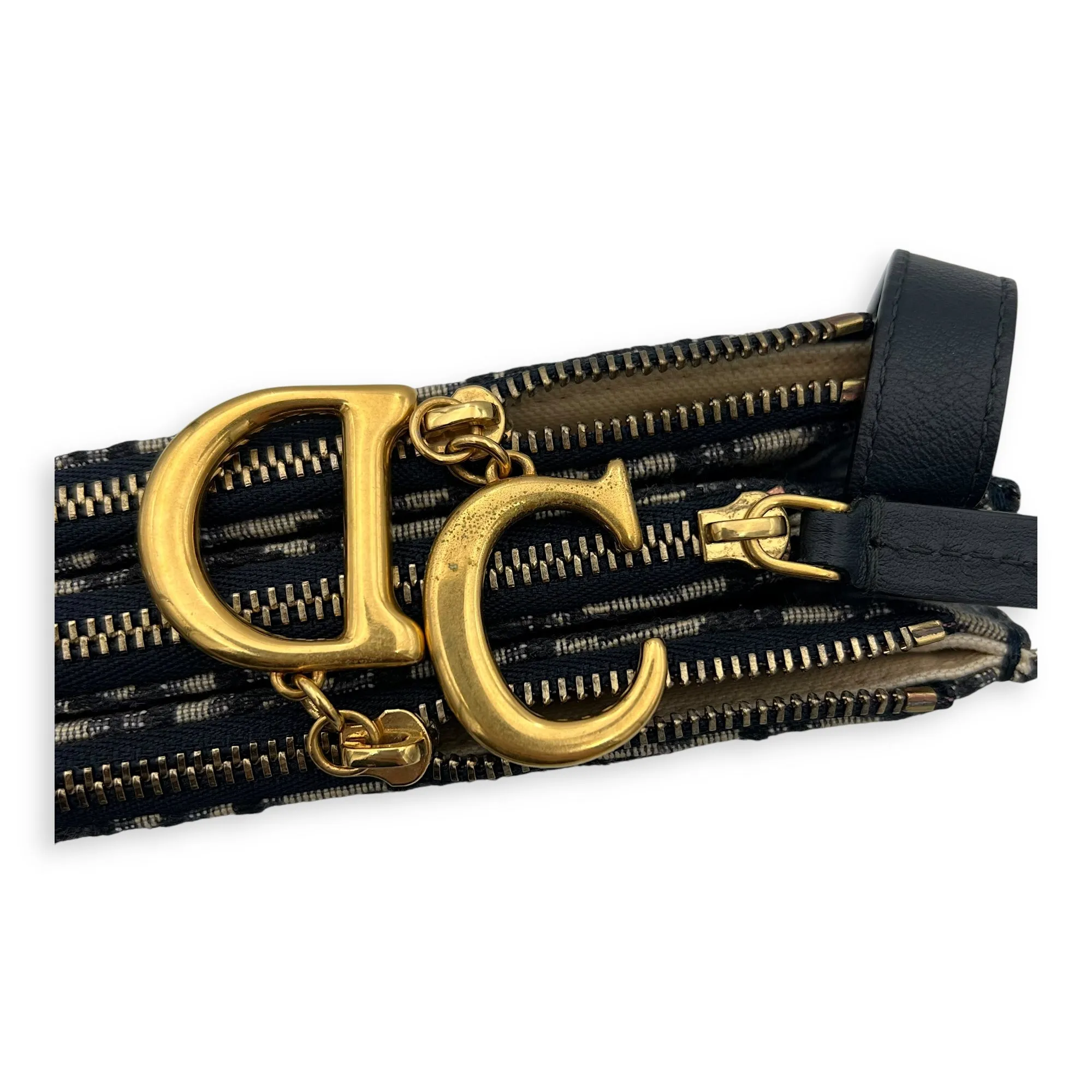 Saddle Crossbody Bag Blue in Jacquard, Gold hardware