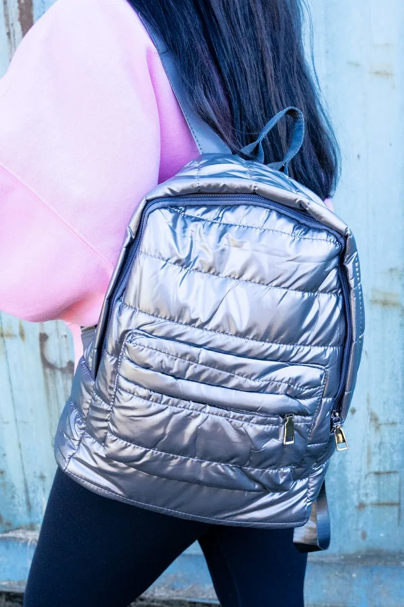 SALE! Lakeland Metallic Gray Small Puffy Backpack