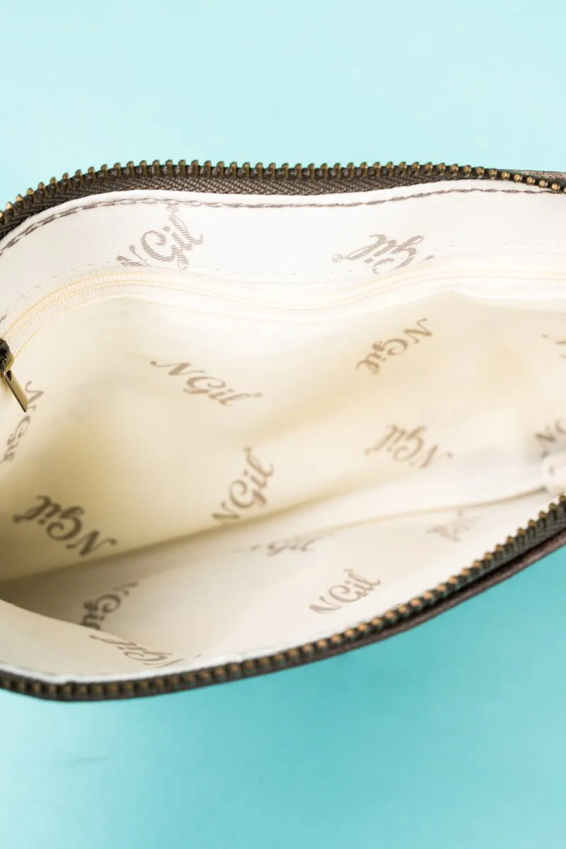 SALE! NGIL Brown Faux Leather Cassi Clutch