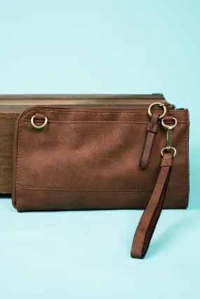 SALE! NGIL Brown Faux Leather Cassi Clutch