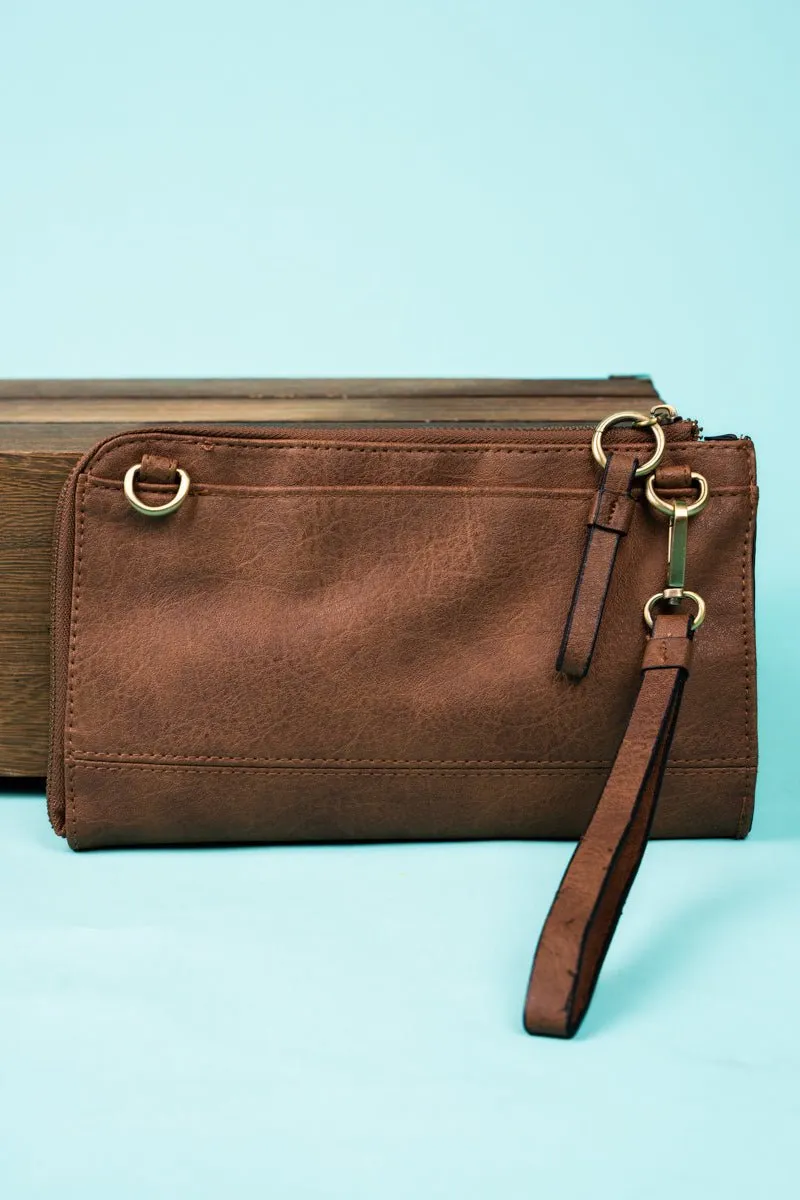 SALE! NGIL Brown Faux Leather Cassi Clutch