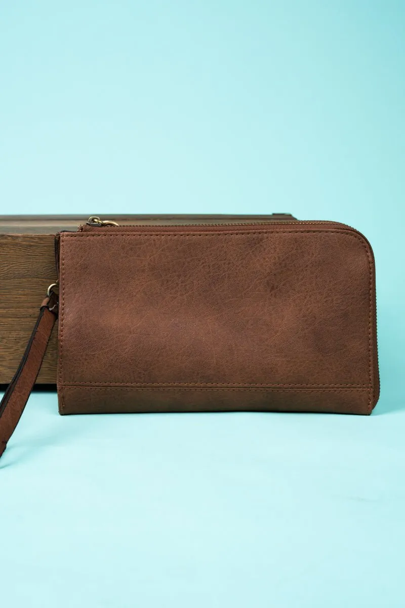 SALE! NGIL Brown Faux Leather Cassi Clutch