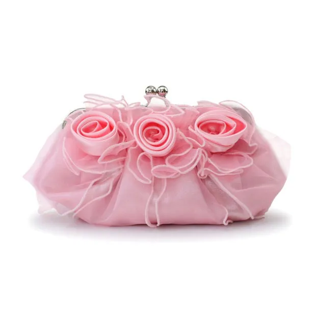 Silk Chain Clutches With Flower