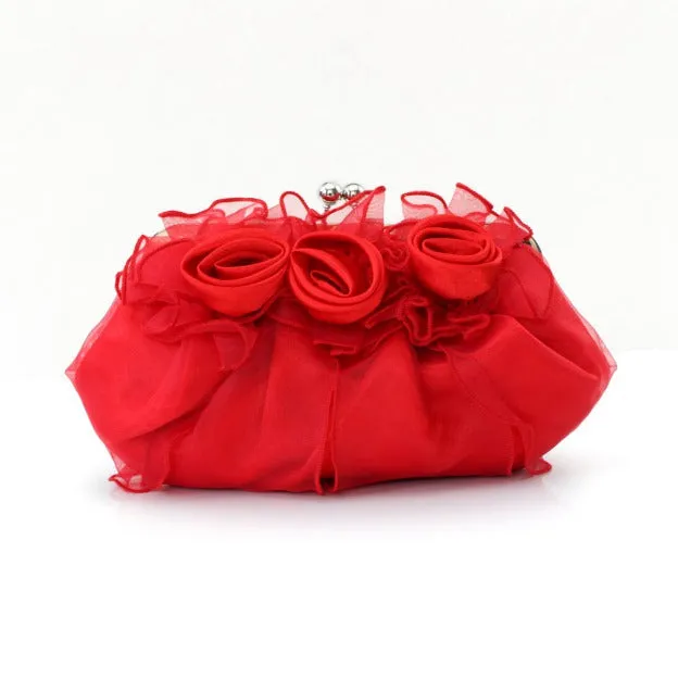 Silk Chain Clutches With Flower