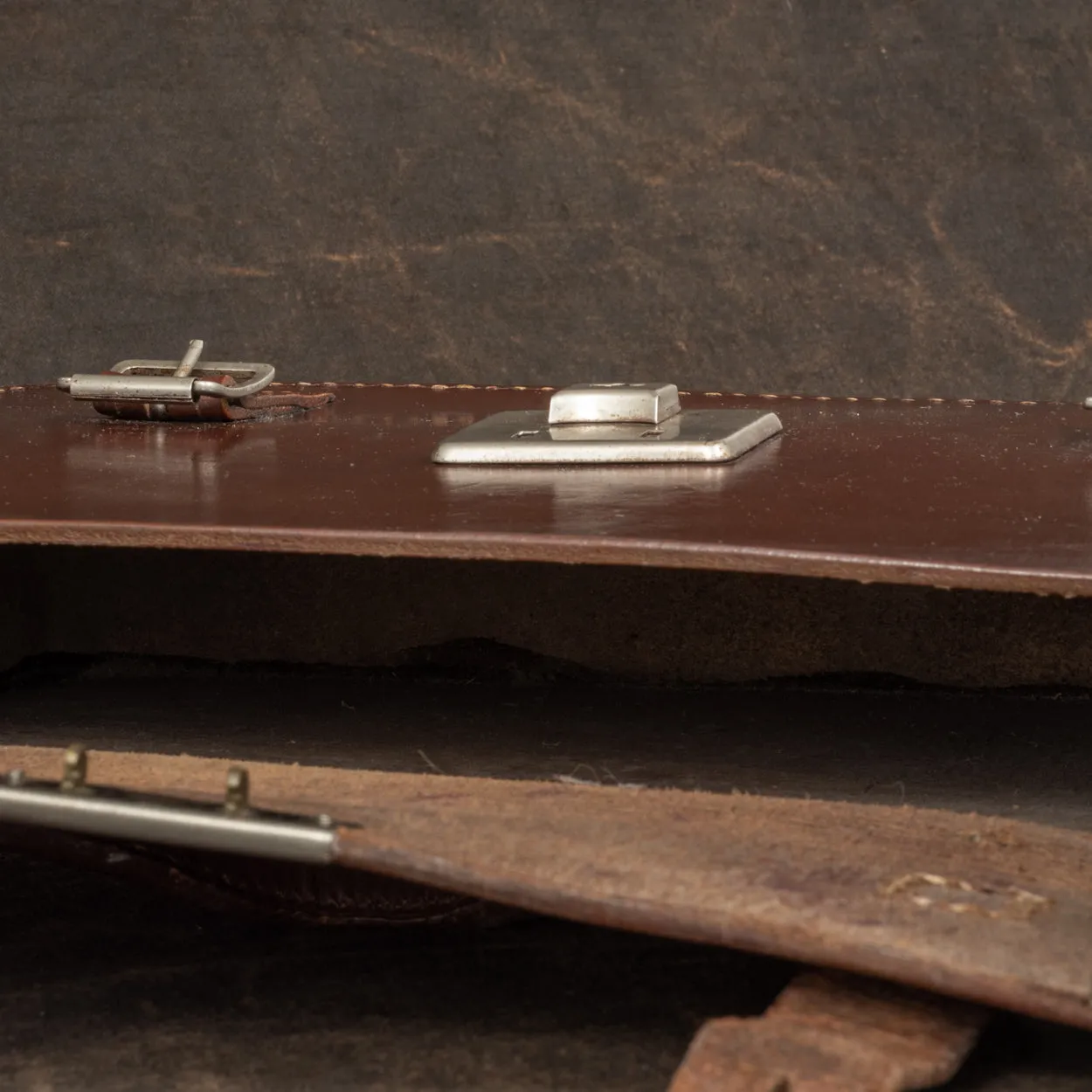 Small Flap-over Dark Brown Leather Briefcase