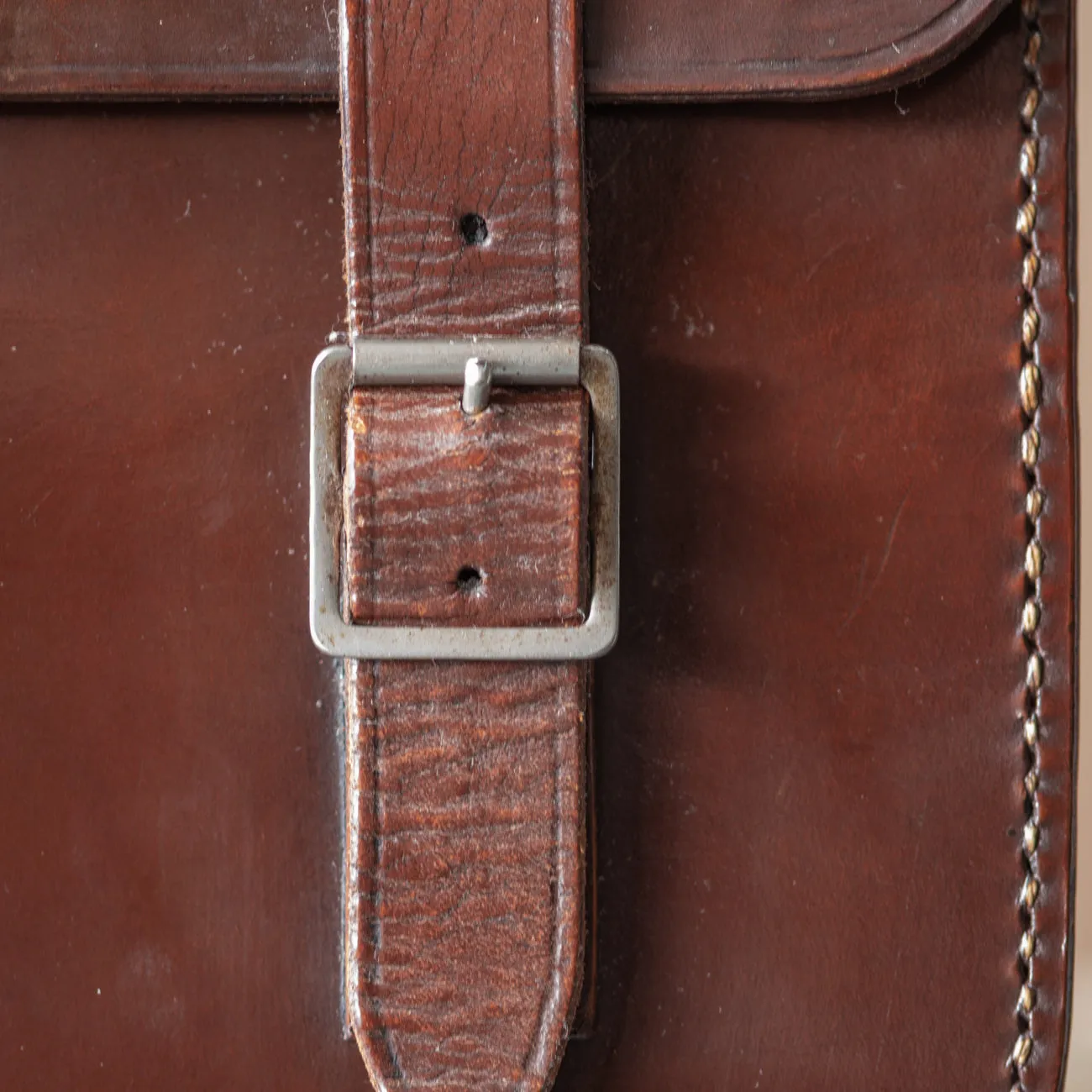 Small Flap-over Dark Brown Leather Briefcase