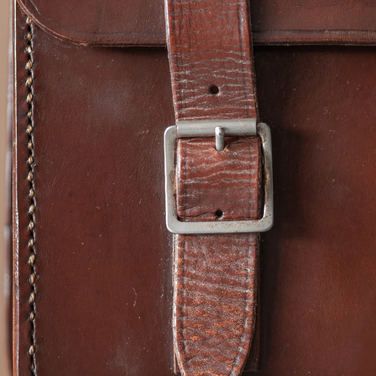 Small Flap-over Dark Brown Leather Briefcase